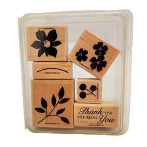 Stampin Up Best Blossoms Wood Stamp Set Mounted Flowers Thank You